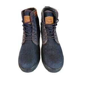 Levis Mens Denim & Faux Leather Lace-Up Boots Size 11 Rugged Sole Casual Style
